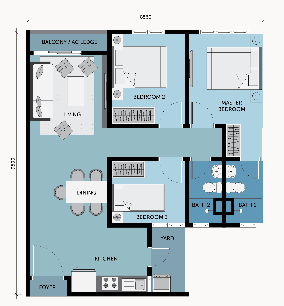 800 sq ft 3 bedroom condo
